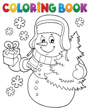 Coloring book snowman topic 6