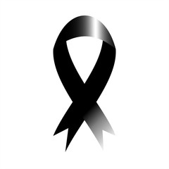 Black awareness ribbon. Mourning and melanoma symbol. Vector graphic illustration.
