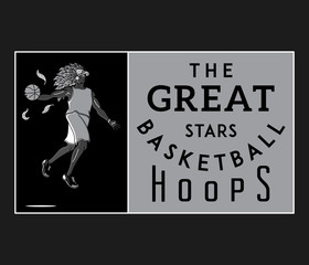 Fototapeta na wymiar basketball the great stars white on black
