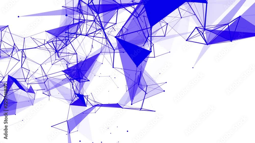 Poster blue particles are moving slowly against a white background. abstract animation. 3d rendering