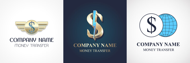 Fast money transfer vector logo, icon set