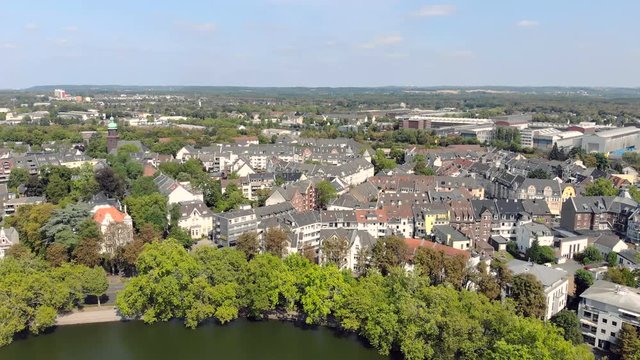Germany Dusseldorf Benrath Castle pond Aerial drone view