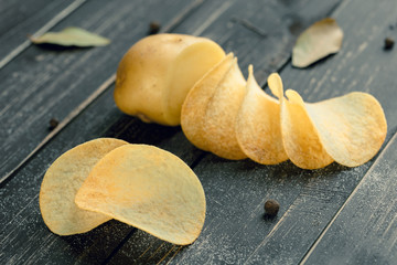 crispy chips and raw potato