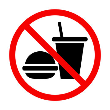 No food allowed symbol, isolated on white background. Prohibition sign.