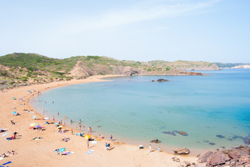 Fototapeta na wymiar The de Cavalleria beach and headland of Menorca island