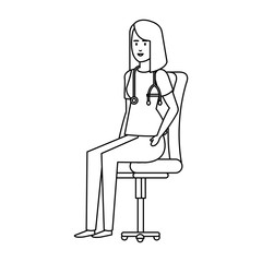 female practitioner in office chair