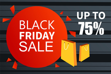 Black friday sale abstract promo poster with shopping bags.