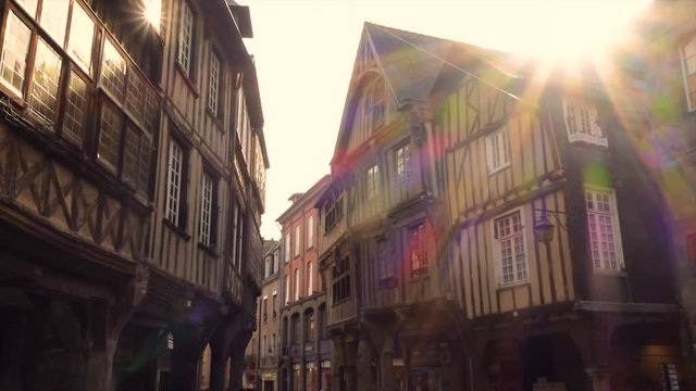 front view of french colombage houses 