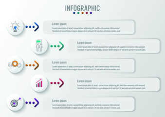 Business infographic labels template with 5 options.Creative concept for infographic.