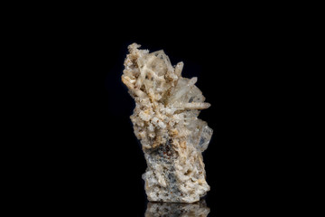 Obraz premium Macro mineral stone fluorite with quartz against black background