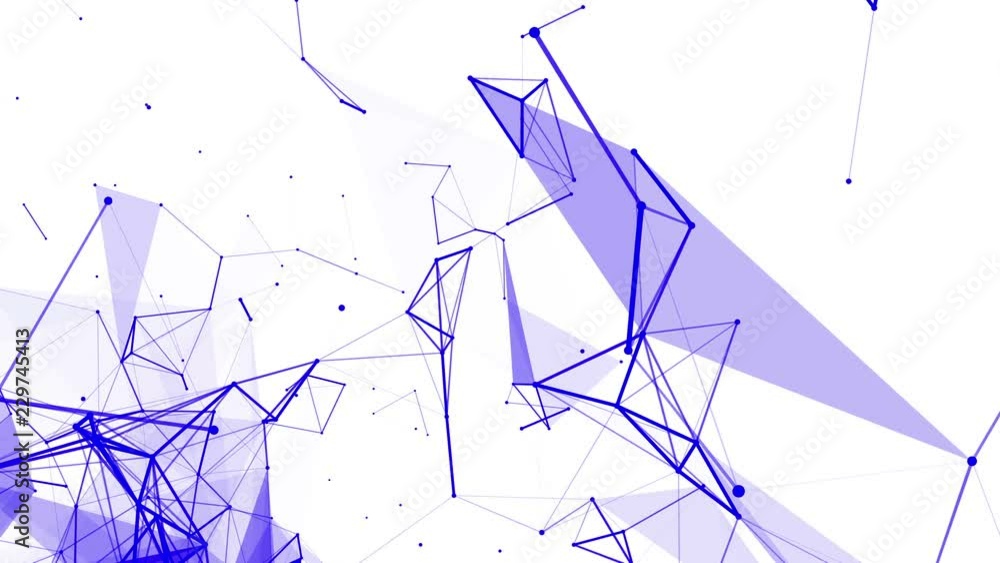 Poster blue particles are moving slowly against a white background. abstract animation. 3d rendering