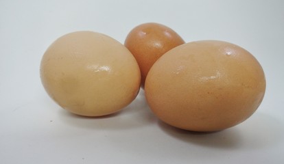 Eggs on a white background isolate for presentation to make recipes