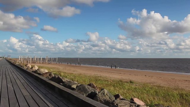 On the empty beach, Hjerting, Jutland, Denmark. Hjerting is a district of Esbjerg in southwest Jutland, Denmark