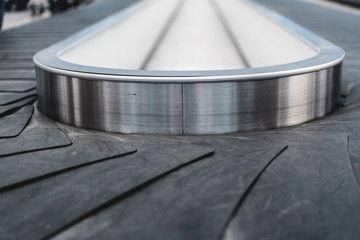 Close up of conveyor belt at the baggage claim