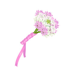 Wedding bridal bouquet of different white and rose flowers