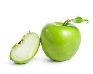 Fresh granny smith apples on white background