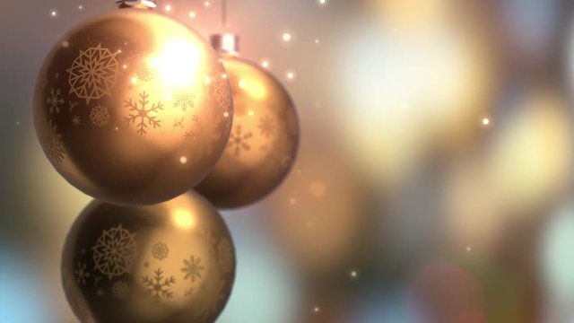 Christmas and New Year Decoration. Abstract Golden Blurred Bokeh Holiday Background. Christmas Tree Lights Twinkling.