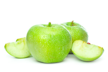 Ripe green apple isolated on a white background
