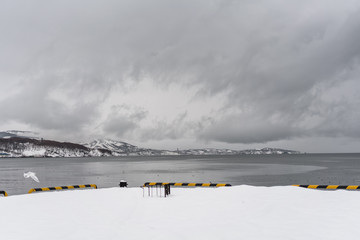 Urban winter landscape at Kamchatka peninsula