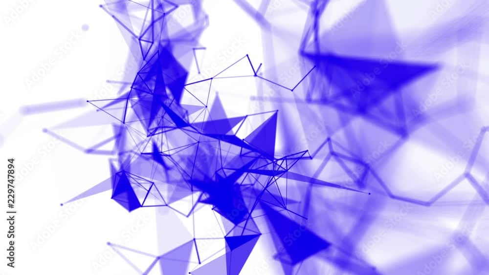 Poster blue particles are moving slowly against a white background. abstract animation. 3d rendering
