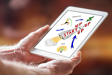 Startup concept on a tablet