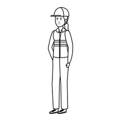 female mechanic worker with helmet