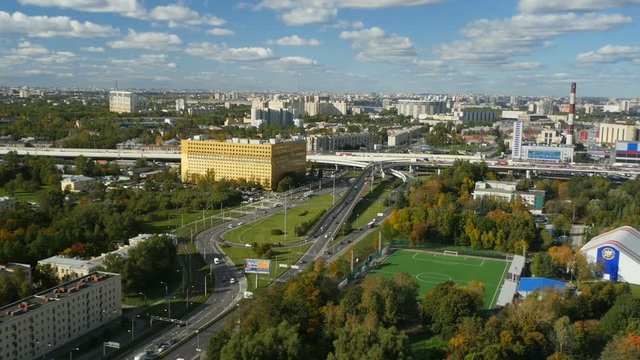 St. Petersburg skyline in autumn time lapse, aerial view