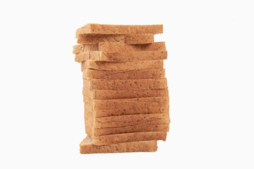 Slices of bread isolated on white background.