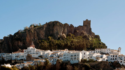 Aerial view of the Spanish city of Zahara de la Sierra