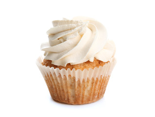 Sweet cupcake on white background