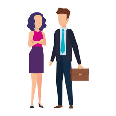 elegant business couple avatars characters