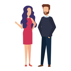 elegant business couple avatars characters