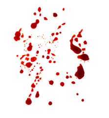 Blood splashes on white background