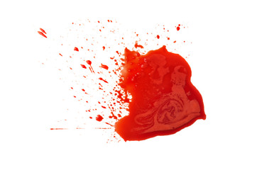 Blood blot with splashes on white background