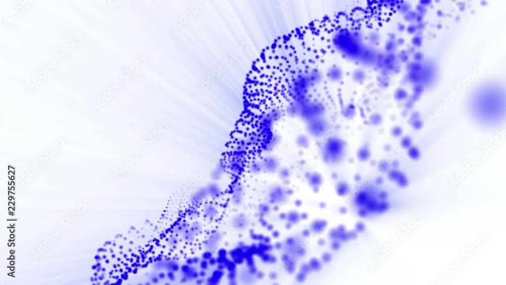 Poster plane of blue particles slowly oscillates against a white background. abstract animation. 3d renderi