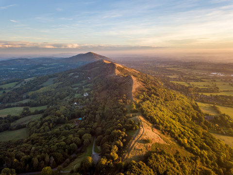 Aerial View overlooking the Malvern Hills at Sunrise