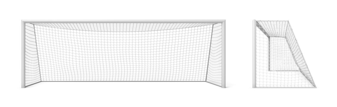 3d rendering of white empty football gates isolated on a white background.