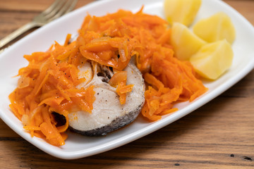 carrot sauce with boiled fish