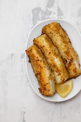 fried strips cuttlefish on white dish