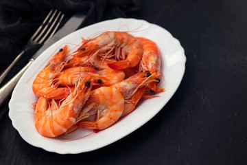 boiled shrimps on white dish