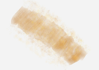 Brown watercolor strip multilayered with small blits and stains about