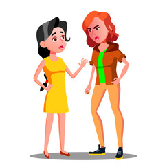 Teen Female Conflict Of Young People, Fight, Violence Vector. Isolated Illustration