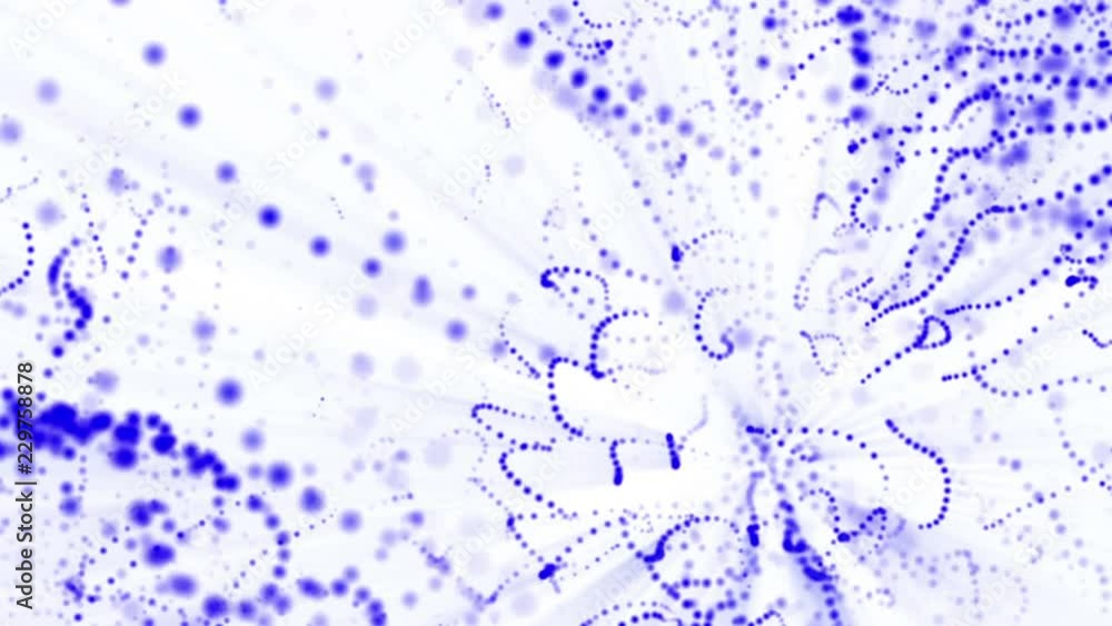 Poster plane of blue particles slowly oscillates against a white background. abstract animation. 3d renderi