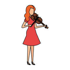 woman playing violin character