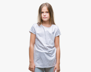 Fototapeta premium Young beautiful girl over isolated background skeptic and nervous, frowning upset because of problem. Negative person.