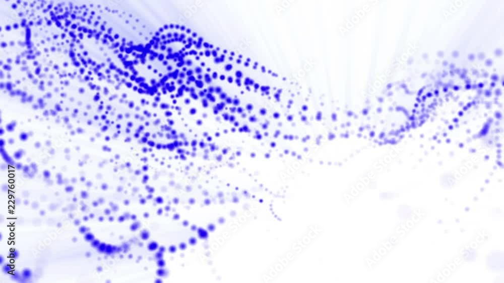 Poster plane of blue particles slowly oscillates against a white background. abstract animation. 3d renderi