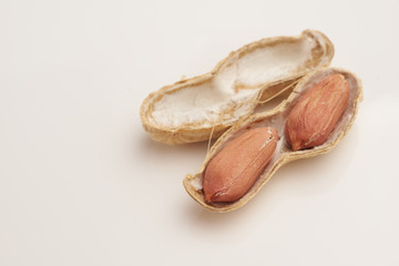 Peanut on white background macro