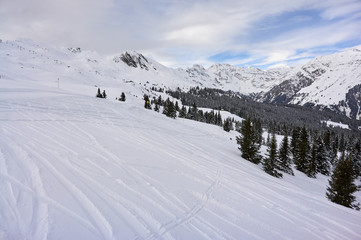 Fototapeta na wymiar Winteraufnahmen im Skigebiet Ratschings-Jaufen in Nord-Italien