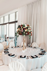 Wedding decor, interior. Festive. Banquet table