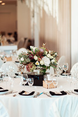 Wedding decor, interior. Festive. Banquet table